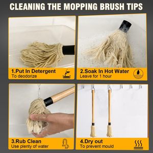 Mopa para Salsas con Mango de Madera de 18'' y 2 Cabezales de Algodón Reemplazables, Cepillo para Untar en <span class=keywords><strong>Cocina</strong></span> Exterior, Herramienta para Asar a la Parrilla y Cocinar BBQ - Product Image 2