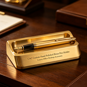 CNC <b>Machining</b> Custom <b>Service</b> OEM Anodized Aluminum Pen Caddy Powder Coating Vintage Antique Finish Brass Calligraphy Pen Rest - Product Image 2