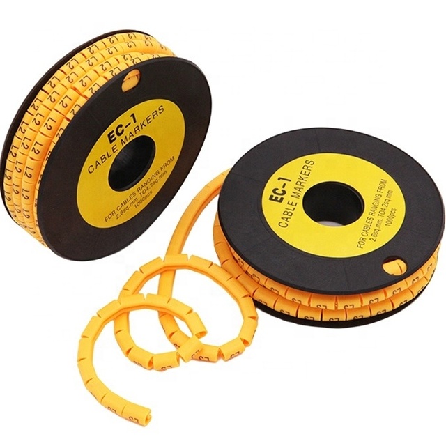PVC Yellow Color Flat Tubing 0-9 Number Cable Marker