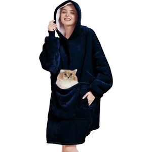 <span class=keywords><strong>Coperta</strong></span> con cappuccio in <span class=keywords><strong>pile</strong></span> morbida e spessa personalizzata <span class=keywords><strong>felpa</strong></span> oversize indossabile <span class=keywords><strong>felpa</strong></span> coperte con maniche - Product Image 1