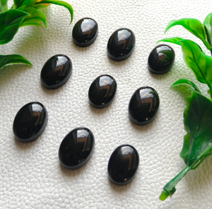หินอัญมณีออบซิเดียนสีดำทรงวงรีขนาด4x6มม. ถึง20x30มม. หินธรรมชาติสำหรับการทำเครื่องประดับ (แพ็คละ10ชิ้น) - Product Image 5
