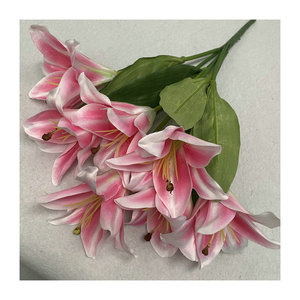 Fleurs artificielles Queyiyi, lys simulés à 6 têtes, petites fleurs en soie à 7 têtes, décoration de mariage et de maison - Product Image 5