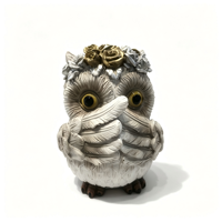 Patung Burung Hantu Resin Dengan Mahkota Bunga, Figur Burung Hantu Lucu, Ornamen Meja Rumah, Dekorasi Taman, Grosir OEM ODM