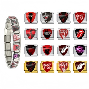 Wholesale Trendy Italian <b>Charm</b> <b>Bracelets</b> Heavy Metal Guitar Module Rock-Style Cool DIY Stainless Steel Unisex Jewelry Gift - Product Image 1