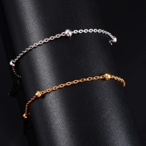 สร้อยข้อมือลูกปัดสแตนเลสสตีลแบบโซ่ Link O สำหรับผู้หญิง สีเงิน/สีทอง สร้อยข้อเท้า เครื่องประดับมือและเท้า สำหรับฤดูร้อน - Product Image 3