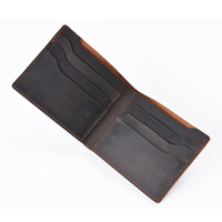 BEARKY Produk Baru Grosir Dompet Kartu Kredit Kulit Coklat Vintage dengan Ritsleting, Unisex, Mewah, Cetak Kustom