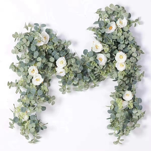 Venta directa de fábrica: Arreglo floral para pared, camelia encriptada, hoja de dinero, decoración para mesa de comedor, guirnalda de flores artificiales. - Product Image 1