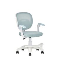 Chaise d'étude pour enfants en maille bleu clair, réglable en hauteur, ergonomique, pivotante, avec repose-pieds et roulettes