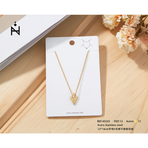 Collar de acero inoxidable con colgante de letra V, 12x14cm, tono dorado, joyería de moda - Product Image 3