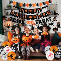 Bannière et guirlandes en spirale pour Halloween, avec motifs fantômes et citrouilles, pour décorations de fête