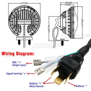 2PCS Phares LED ronds de 7 pouces avec DRL et Angel Eye pour Jeep/Wrangler Lada Niva 4x4 - Product Image 6