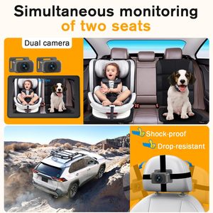 Caméra de voiture pour bébé, moniteur à écran partagé de 7 pouces, double caméra HD 720P, capteur CMOS 0,9 MP, DC 12V, vision nocturne, rotatif à <span class=keywords><strong>360</strong></span>° - Product Image 5