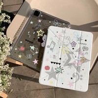 Casing iPad KT Cat Star Note Lucu, Penutup Pelindung Kartun Y‑Fold untuk iPad Mini6 10th Gen Pro 11 Inci Tablet Apple