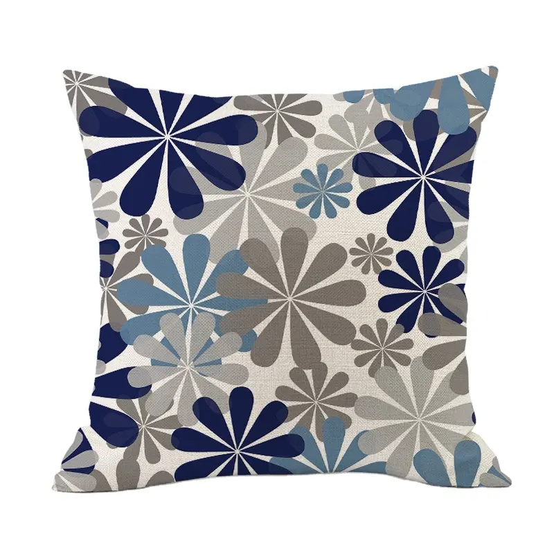 Geometric floral linen throw pillows