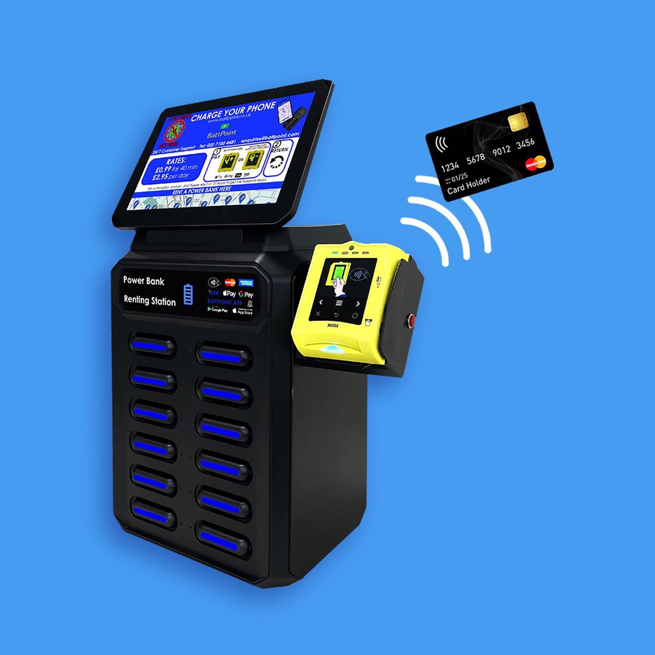 Station de location de terminaux de paiement (POS) à 112 ports avec écran