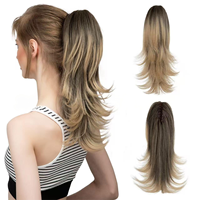 Queue de cheval synthétique ondulée longue et volumineuse en gros pour femmes, fibre haute température, pré-collée, pré-bouclée, perruque portable