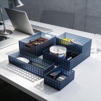 Boîte de rangement de bureau en plastique creuse et respirante avec poignée, plusieurs tailles, pour télécommandes et fournitures de bureau