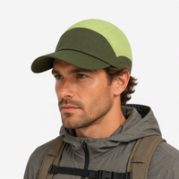 Casquette de course personnalisée à 5 panneaux en maille de nylon, visière incurvée souple, couronne basse, cordon réglable, séchage rapide, haute performance