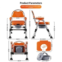 Toilette portable 300 LBS pour personnes âgées, chaise-commode pliable en acier inoxydable, toilette de chevet pour soins à domicile et récupération