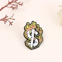 Broche en émail audacieuse et tendance-Signe dollar avec flammes. Idéal pour les Fans de Streetwear et de Pop - Culture.