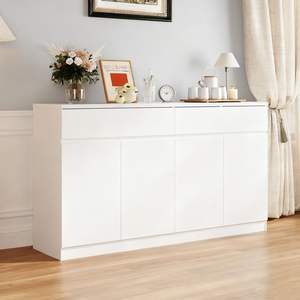 <span class=keywords><strong>Buffet</strong></span> <span class=keywords><strong>de</strong></span> rangement avec 4 portes et 2 tiroirs, sans poignées, organisateur <span class=keywords><strong>de</strong></span> cuisine, étagères réglables, conception anti-basculement, écologique - Product Image 2