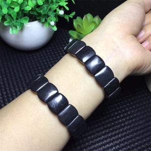 Braccialetto con Anello Singolo in <span class=keywords><strong>Pietra</strong></span> di <span class=keywords><strong>Shungite</strong></span> 10*14mm, Cristallo Naturale Curativo per Feng Shui - Product Image 4