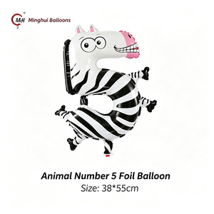 Globos de Número del 0 al 9 con Diseño de Animales de Dibujos Animados, Globos de Mylar con Temática de Zoológico y Jungla, Decoración para Fiestas de Primer Cumpleaños y Baby Shower, Inflables con Helio - Product Image 5