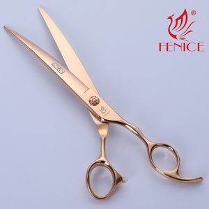 Fenice 7.5 Inches <span class=keywords><strong>Rose</strong></span> Golden 440C Steel Professional Pet Grooming Curved Scissors - Product Image 3
