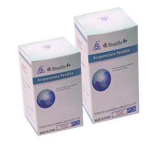 Shunhe 100 pièces/boîte Aiguilles d'<span class=keywords><strong>acupuncture</strong></span> stériles jetables à manche en acier inoxydable certifiées CE ISO avec emballage en papier de dialyse - Product Image 2