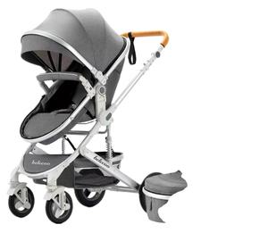 Siège <span class=keywords><strong>auto</strong></span> poussette pour enfants de 3 ans, en lin, quatre roues, pliable, absorption des chocs, cadre en alliage d'aluminium, capacité de charge de 20 kg - Product Image 2