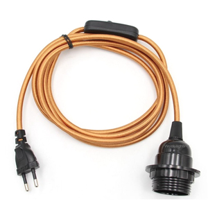 Base de bombilla roscada <span class=keywords><strong>E14</strong></span>, soporte de lámpara para juegos de luces colgantes, cable textil Vintage con interruptor de enchufe de la UE - Product Image 6