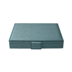 Ensemble de jeu de société haut de gamme <span class=keywords><strong>Domino</strong></span> coffret cadeau artisanat à la main Style crocodile Turquoise dominos boîtes de rangement avec couvercle magnétique - Product Image 3