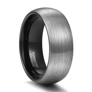 Design Original 8mm Homens Escovados Anel De Carboneto De Tungstênio Masculino Noivado Casamento Bandas Presente Dia Dos Namorados