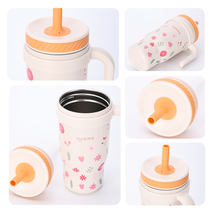 בקבוק מים לילדים עם קש וידית, עשוי נירוסטה עמידה בוואקום, עם לוגו בהתאמה אישית - Product Image 3