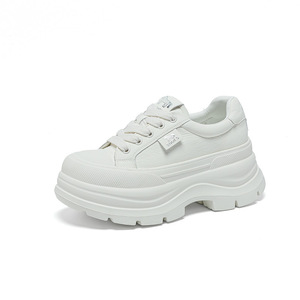 Zapatillas Deportivas de Cuero Blanco Cómodas para Mujer, Primavera-Otoño 2026, Ligeras, Antideslizantes, con Plataforma de 8.5CM y Tacón Elevado - Product Image 2