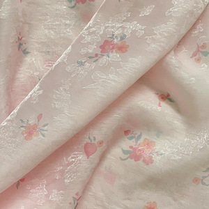 Tela para Vestido Hanfu de Primavera/Verano, Estampado Floral Rosa, Impresión Digital, Poliéster de 75 g/m², para Vestidos, Camisas y Ropa Casual - Product Image 1