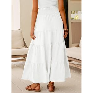 ANRABESS Womens Maxi <b>Skirt</b> <b>Elastic</b> High Waist A-Line Tiered Long Flowy Boho Summer Casual Beach Vacation Wear - Product Image 4