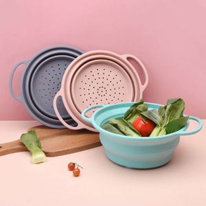 Cesta de drenaje plegable para el hogar y la cocina con asa de silicona y acero para almacenar frutas y alimentos - Product Image 4