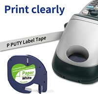 Cinta de Etiquetas de Repuesto de 12 mm, Negra sobre Blanca, Autoadhesiva, Compatible con Dymo LetraTag 91200 91201 LT-100H LT-100T QX50 XR