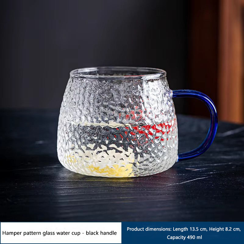 Hamper-shaped glass cup - blue handle