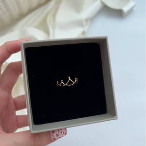 Bague Couronne en Argent 925 Plaqué Or 18K, Style Petite Princesse, Luxe Léger, Niche Exquise, Bague à Ouverture Creuse - Product Image 4