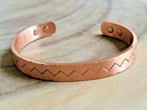 Best Selling Engraved <b>Copper</b> Magnetic Cuff <b>Bracelet</b> with Zigzag Design Adjustable Jewelry for <b>Men</b> and Women Available for Sale - Product Image 2