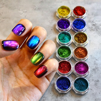 Pigment magnétique effet œil de chat à forte alignement, pigment magnétique effet caméléon avec effet néon galaxie hyper-évolutive pour le nail art