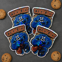 Sacs en Mylar holographiques de forme irrégulière spéciale, imprimés avec des monstres de dessins animés, pochettes refermables à fermeture éclair pour l'emballage de biscuits et de collations