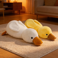 Coussin en peluche canard long, doux et rembourré, pour décoration de chambre, grand jouet canard paresseux