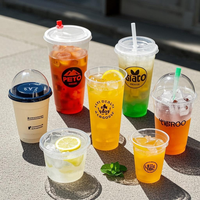 Gobelet en plastique PET avec logo personnalisé imprimé, jetable, pour jus et café