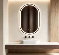 Miroir de salle de bain ovale à LED, rétroéclairé, anti-buée, avec commande tactile, miroir de vanité intelligent décoratif mural pour salles de bain modernes