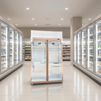 Réfrigérateur vertical commercial à double porte, refroidissement par air forcé, contrôle numérique de la température par LED, efficacité énergétique A+++, verrouillable