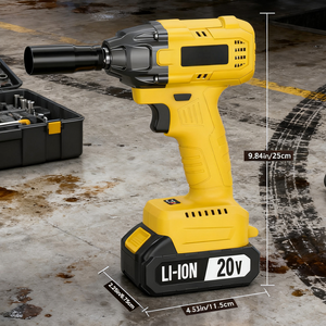 Lithium Ion 20V Heavy Duty Brushless Cordless Impact Wrench 320Nm 500W 1/2 Inch Drive Industrial DIY Use With 2.0Ah <b>Battery</b> CW-2 - Product Image 4