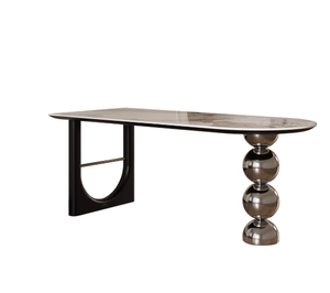 Tavolo da pranzo di Design Bauhaus <span class=keywords><strong>in</strong></span> <span class=keywords><strong>legno</strong></span> massello con <span class=keywords><strong>penisola</strong></span> integrata per soggiorno - Product Image 1